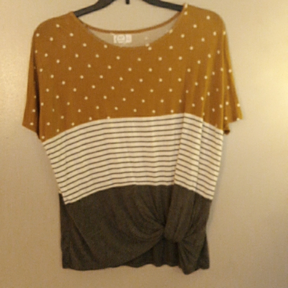 Maurices front knot gold and grey tunic xl